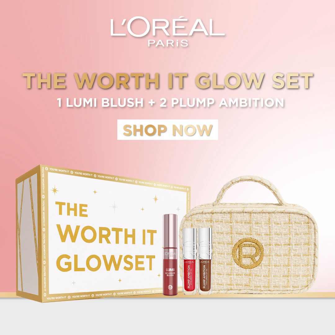 L’Oreal Paris Worth It Glow Set 1 Lumi Liquid Blush & 2 Plump Ambition Lip Glosses-2