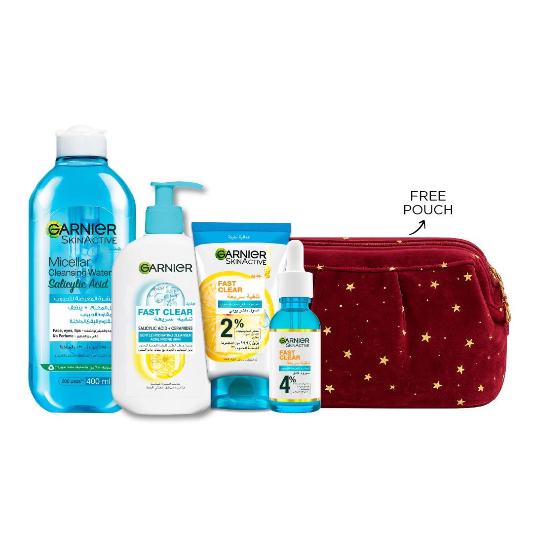 Garnier Fast Clear Acne Care Bundle 25% Off with Free Pouch Ramadan Offer-1