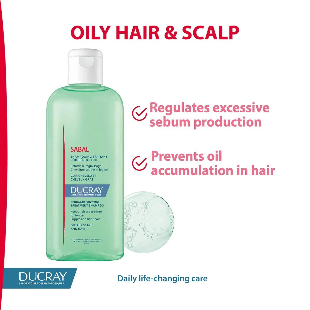Ducray Sabal Sebo-Reducing Shampoo for Oily Scalp with Sabal Serrulata Extract 200ml-3