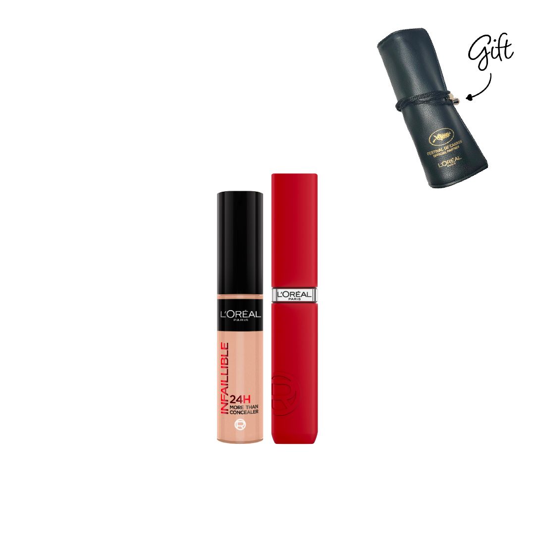L'Oréal Infallible Concealer & Lipstick Duo – Cannes Edition with Free Pouch-1