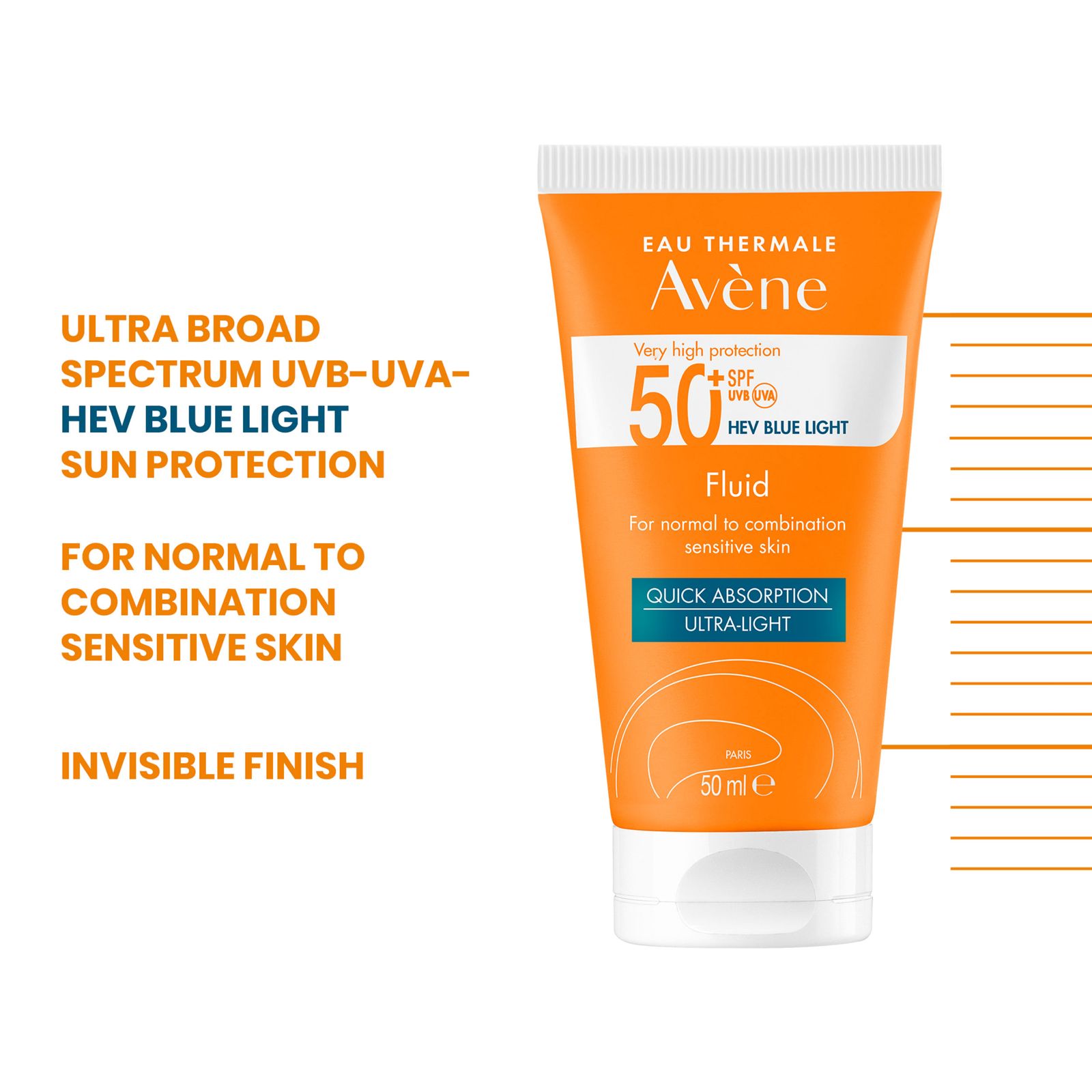 Avene Very High Sun Protection SPF 50  Fluid for Combination to Oily Skin 50ML - Matte Finish UV Defense Buy 1 Get 1 Free-3