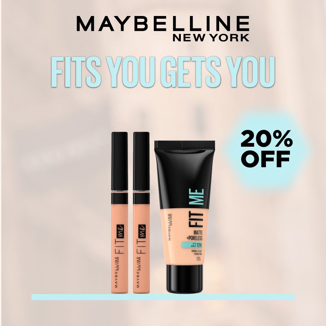Maybelline Fit Me Concealer + Maybelline Fit Me Concealer + Maybelline Fit Me Foundation – Get 20% Off-1
