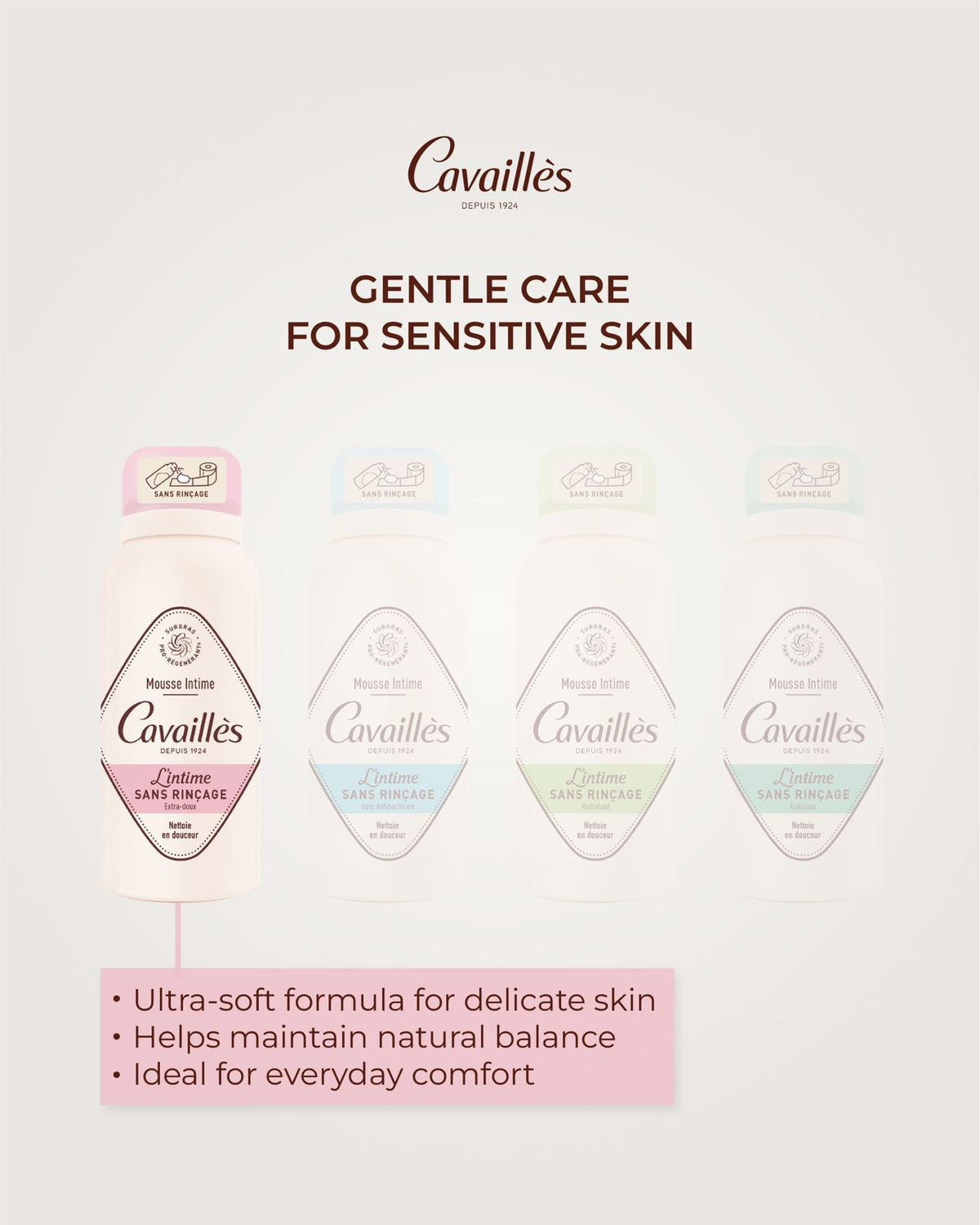 ROGE CAVAILLES Hydrating Intimate Foam 100ml – No-Rinse Cleansing Foam for Sensitive Intimate Areas-2