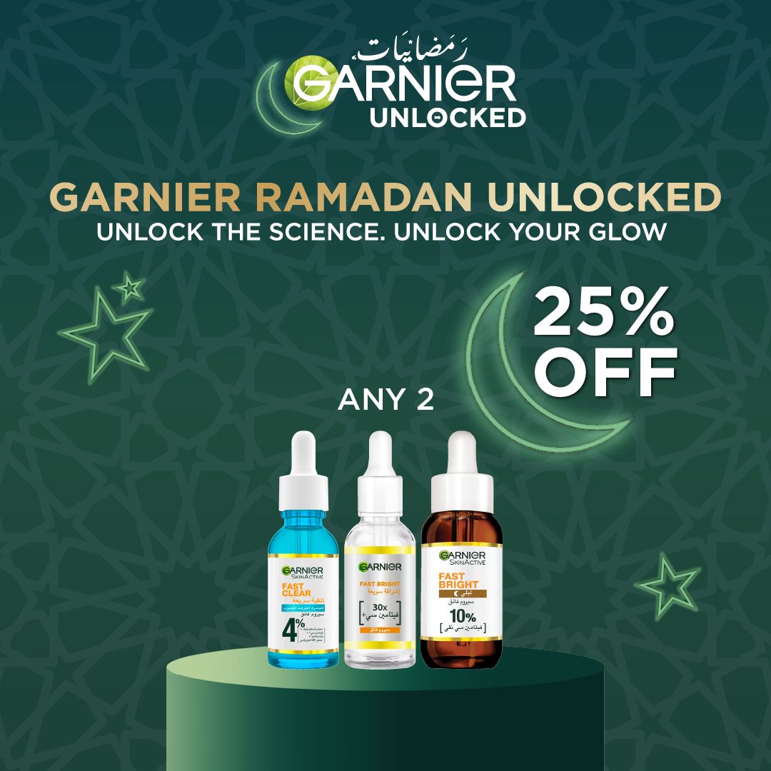 Garnier Serum Ramadan Offer 25% Off Any 2 Fast Bright or Fast Clear-2