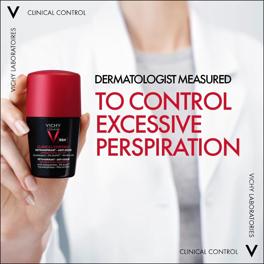 Vichy Deodorant For Men Clinical Control 96 Hour Roll On Total Protection Against Odour - 50ml-3