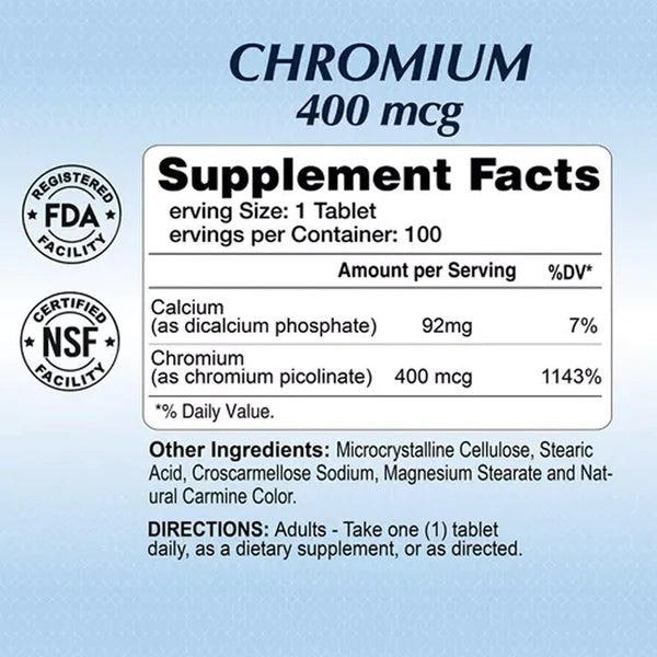 Alfa Chromium 400 mcg 100 Tablets – Supports Blood Sugar & Metabolism-3