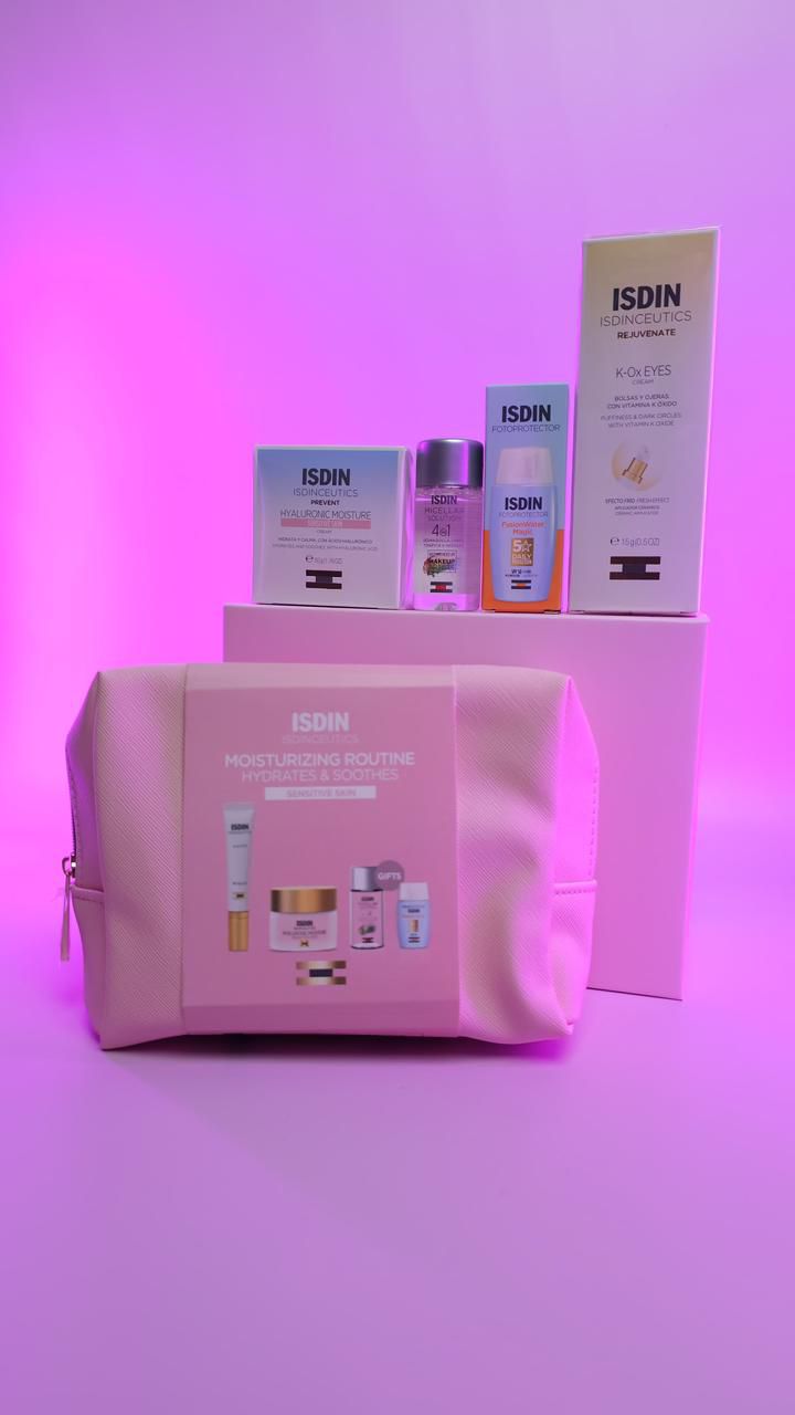 ISDIN Pink Routine Set Hyaluronic Moisture Sensitive Skin + K-Ox Eyes + FREE Minis And Pouch-2