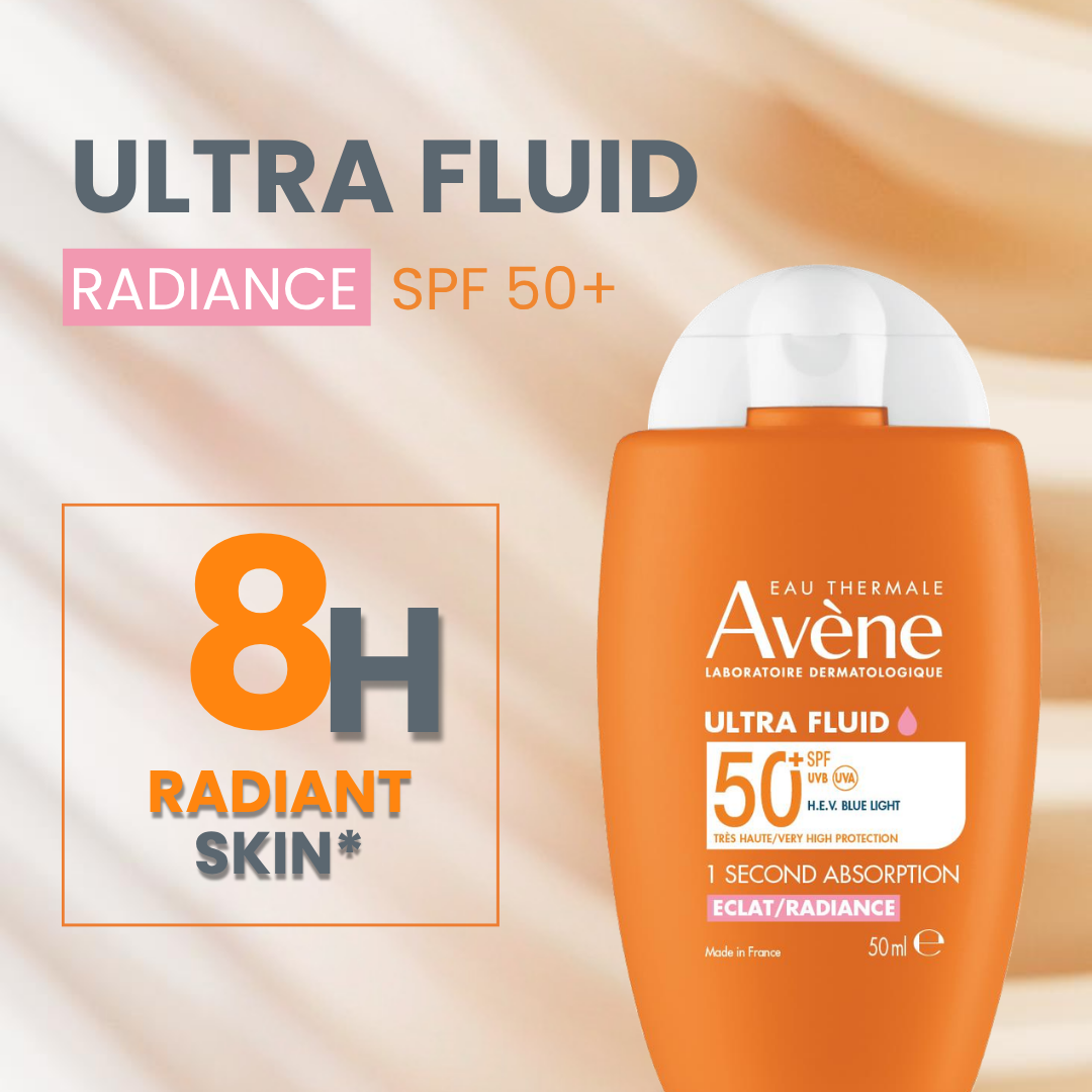Avene Ultra Fluid Eclat Radiance SPF50+ Sunscreen 50ml | Ultra-Light Hydrating Tinted Sunscreen