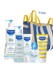 Mustela Baby Care Gift Set | Musti, Hydra Bebe, Sun Protection, Cleansing Water & Hair & Body Gel + Free Baby Bag & 20% Off