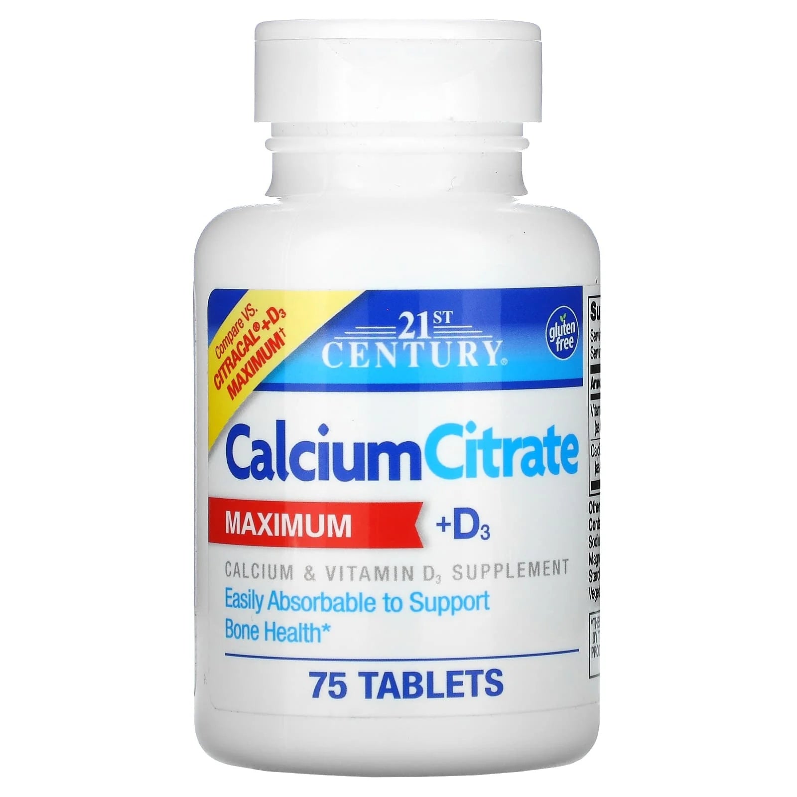 Calcium Citrate Maximum + D3 Bone Health Support 75 Tablets-1