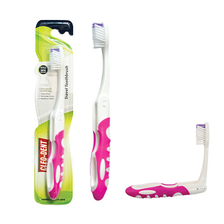 Cleo-Dent Travel Medium Tooth Brush – Foldable Compact Brush for On-the-Go Oral Care-4
