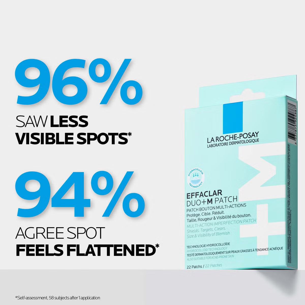 La Roche Posay Effaclar Duo +M Patch 22 Hydrocolloid Acne Patches for Blemish Protection and Fast Spot Reduction-3