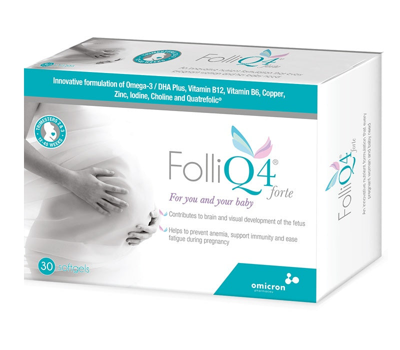 FolliQ4 Forte 30 Softgels – Omicron Prenatal Supplement with DHA, Quatrefolic, and B12-1