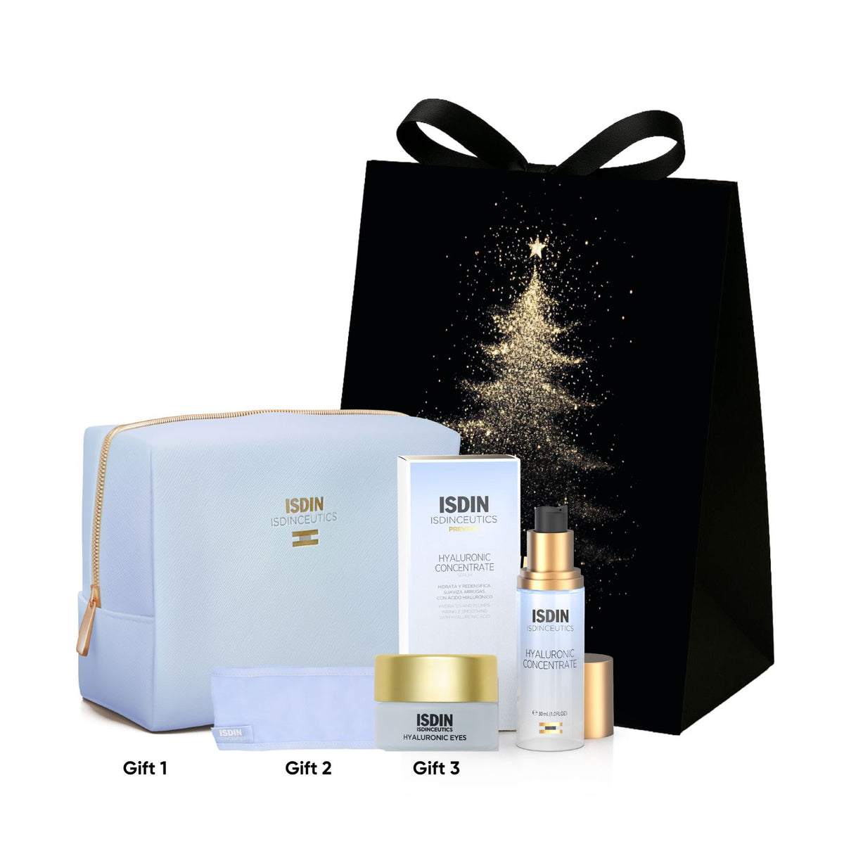 ISDIN Isdinceutics Hyaluronic Concentrate Serum Gift Set with Hyaluronic Eyes Cream and Free Gifts-1