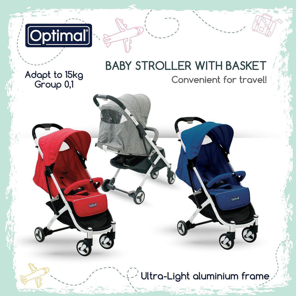 Optimal baby stroller with basket-4