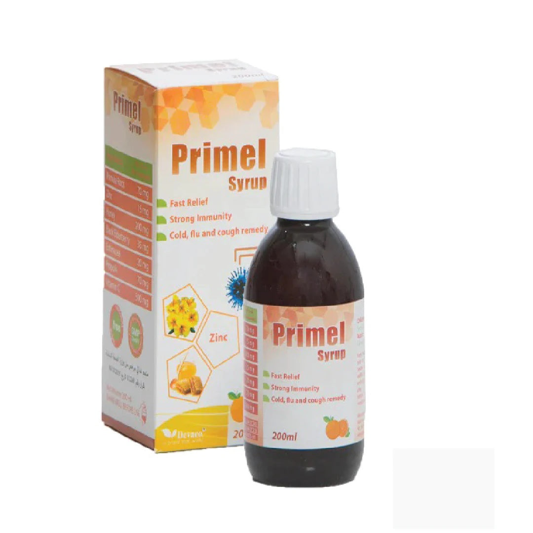 Primel Syrup 200ml Cold Flu and Cough Relief with Immunity Support-1