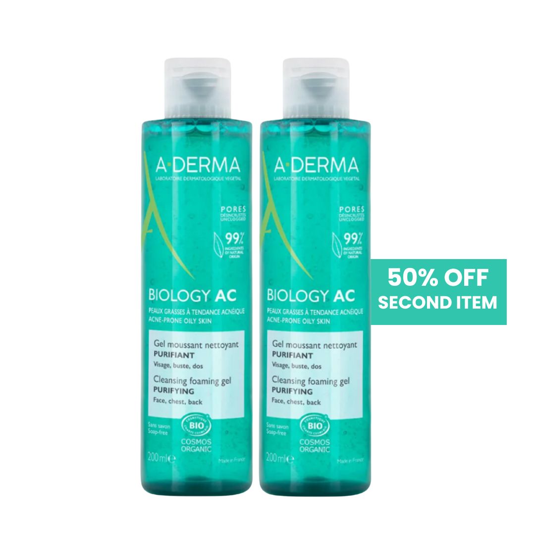 A-DERMA Biology AC Cleansing Foaming Gel 200ml – 50% Off Second Bottle-1