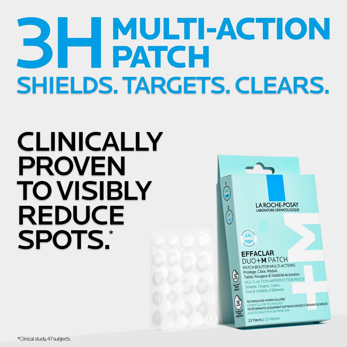 La Roche Posay Effaclar Duo +M Patch 22 Hydrocolloid Acne Patches for Blemish Protection and Fast Spot Reduction-4