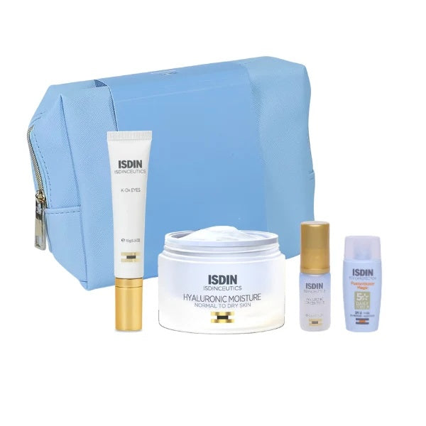 ISDIN Blue Routine Set Hyaluronic Moisture Normal + K-Ox Eyes + FREE Minis And Pouch-2