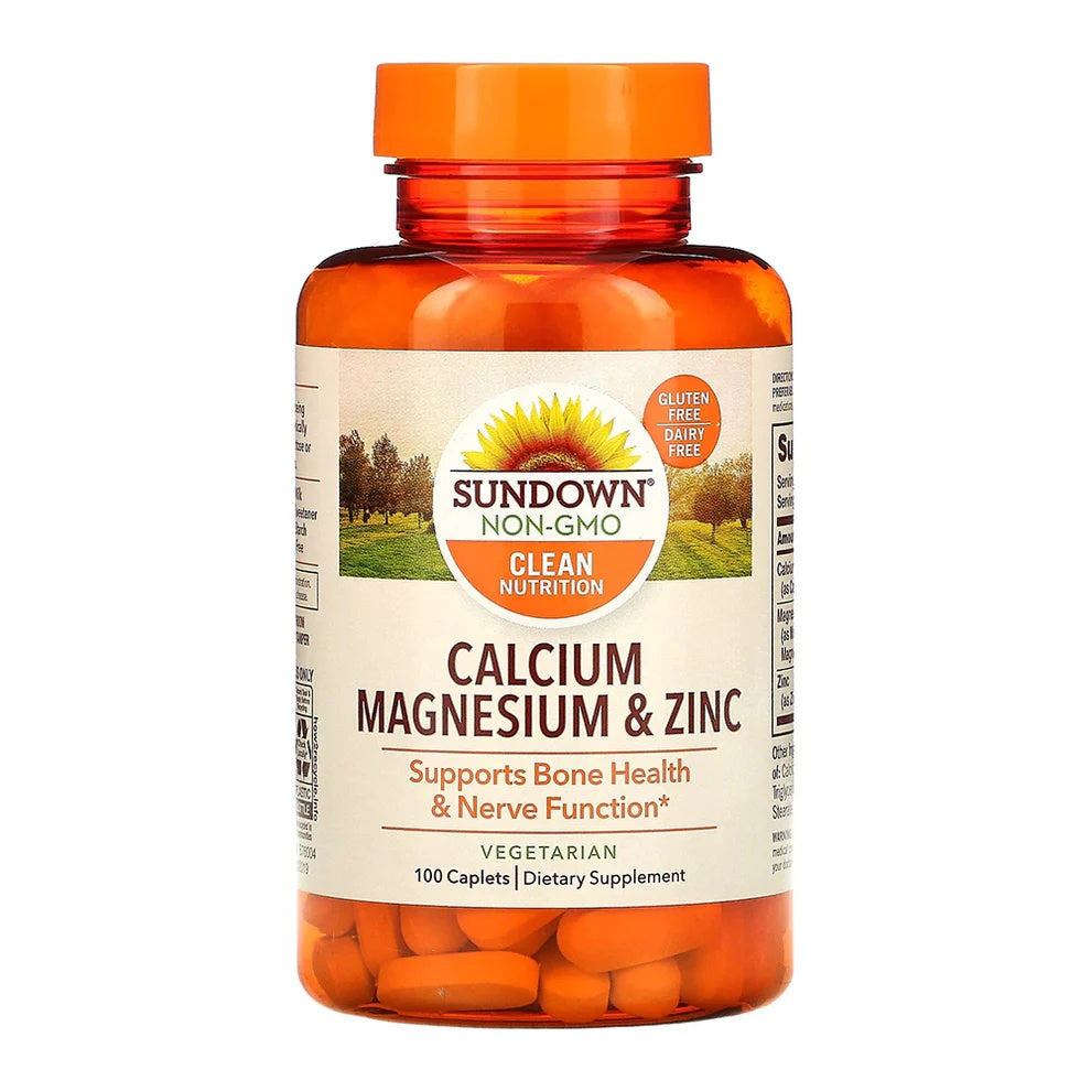 Sundown Calcium Magnesium & Zinc Supplement – Bone & Nerve Support 100 Caplets-1