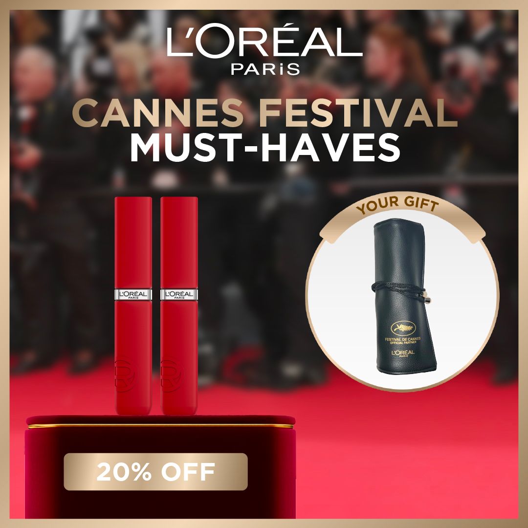 L'Oréal Paris Lipstick Duo – All Shades with Free Cannes Festival Pouch-2