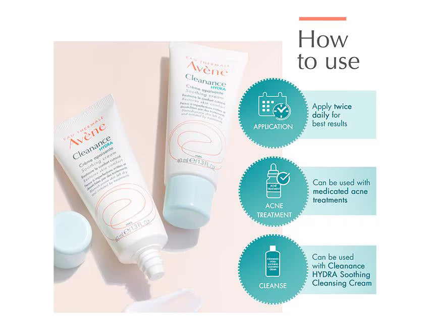 Avene Cleanance Hydra Soothing Cream 40ML - Moisturizing Relief for Sensitive, Oily Skin-5