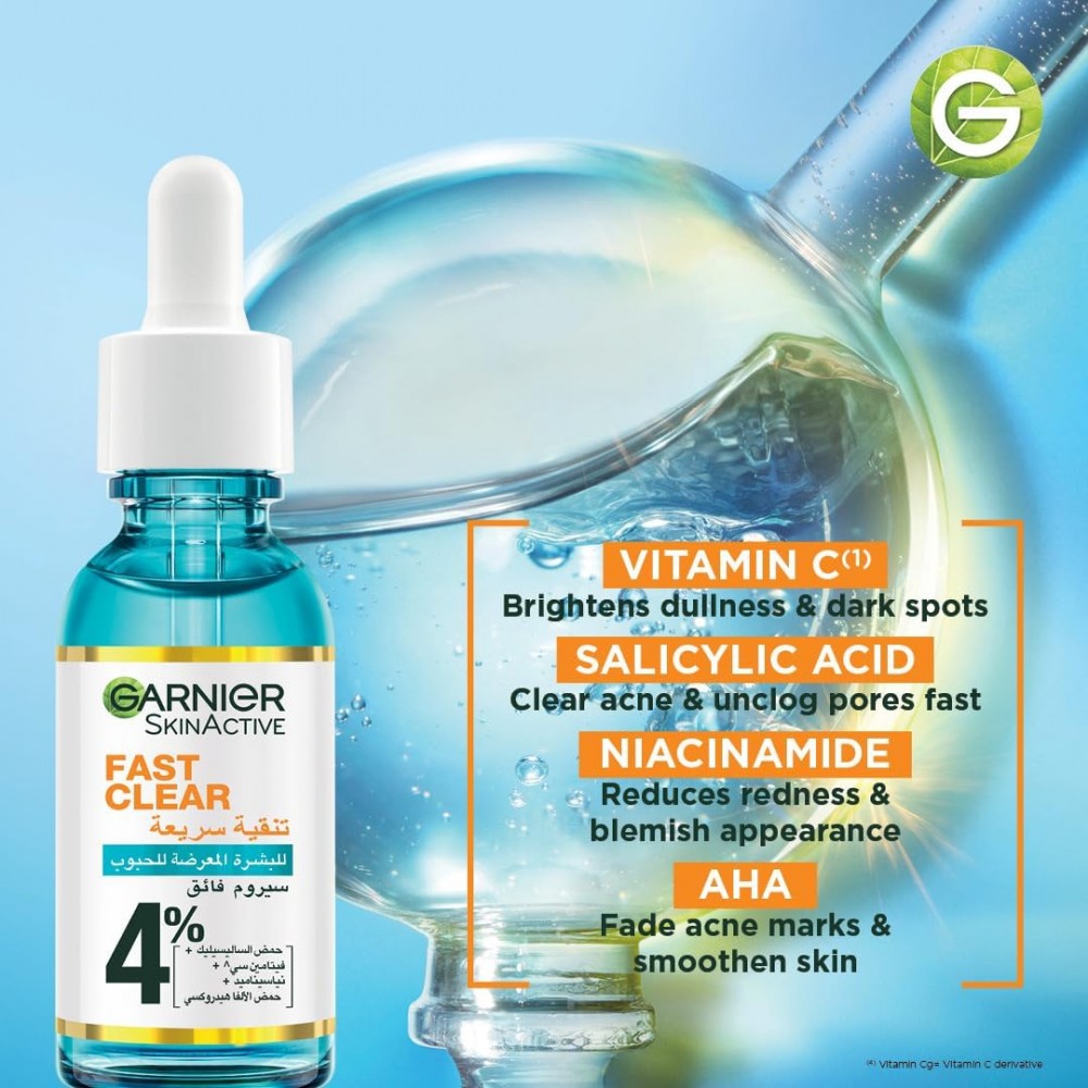 Garnier Fast Clear 4% Salicylic Acid Anti-Acne Treatment Booster Serum 30mL-3