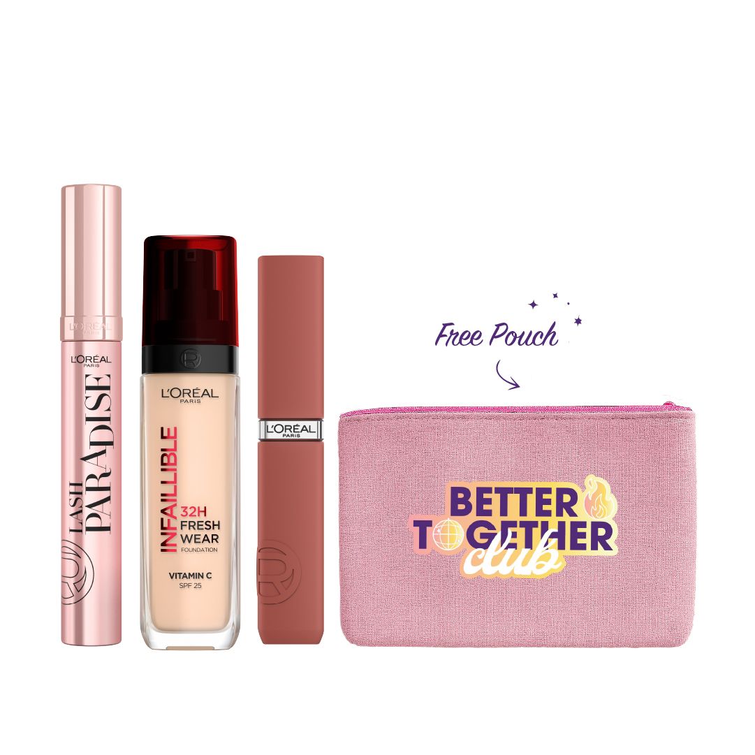 L'Oréal Paris Makeup Set with Lash Paradise Mascara, Infallible 32H Foundation & Lipstick – 20% Off + Free Pouch-1