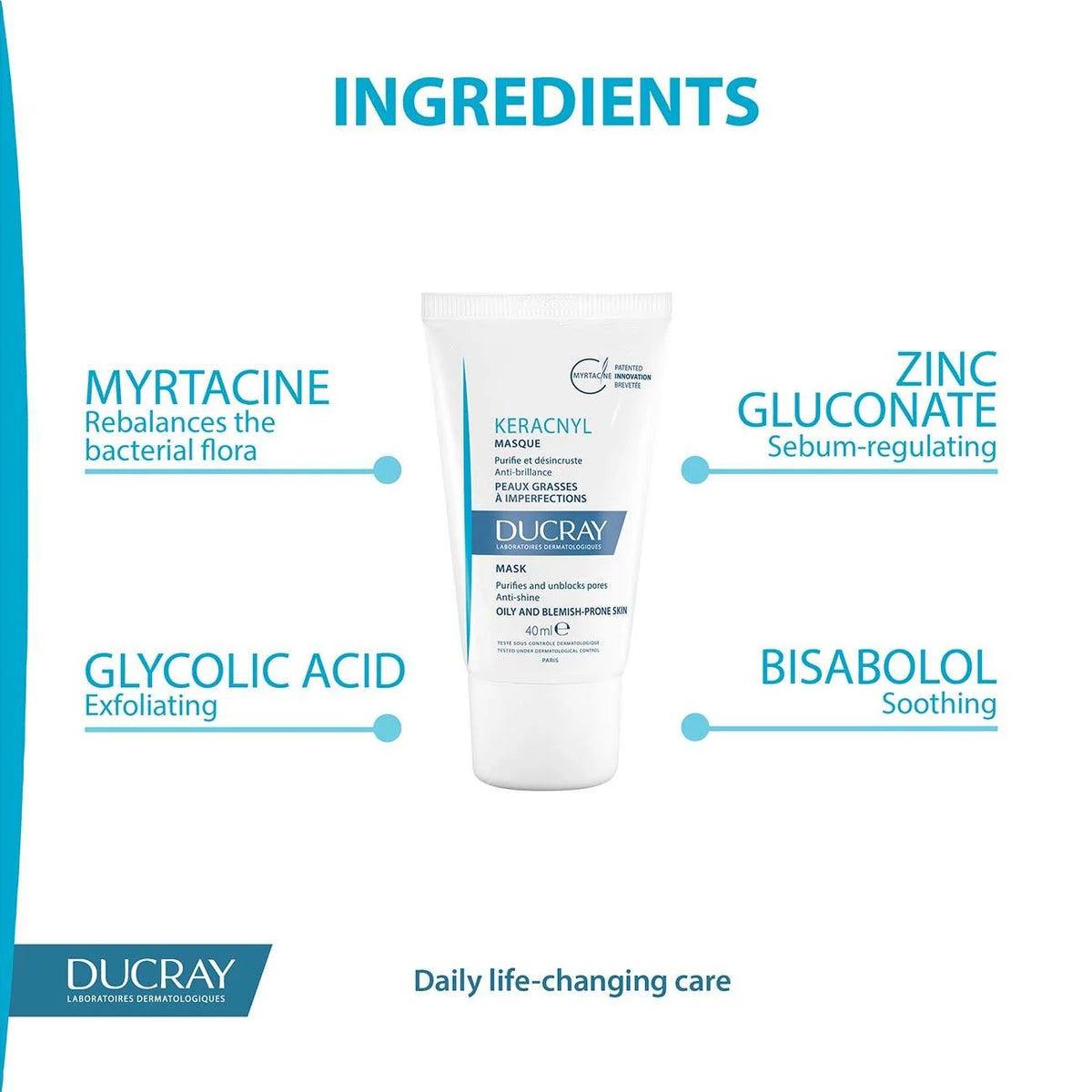 Ducray Keracnyl Deep Cleansing Mask | Exfoliates, Unclogs Pores, Reduces Oil and Blemishes | Ideal for Oily and Acne-Prone Skin-2
