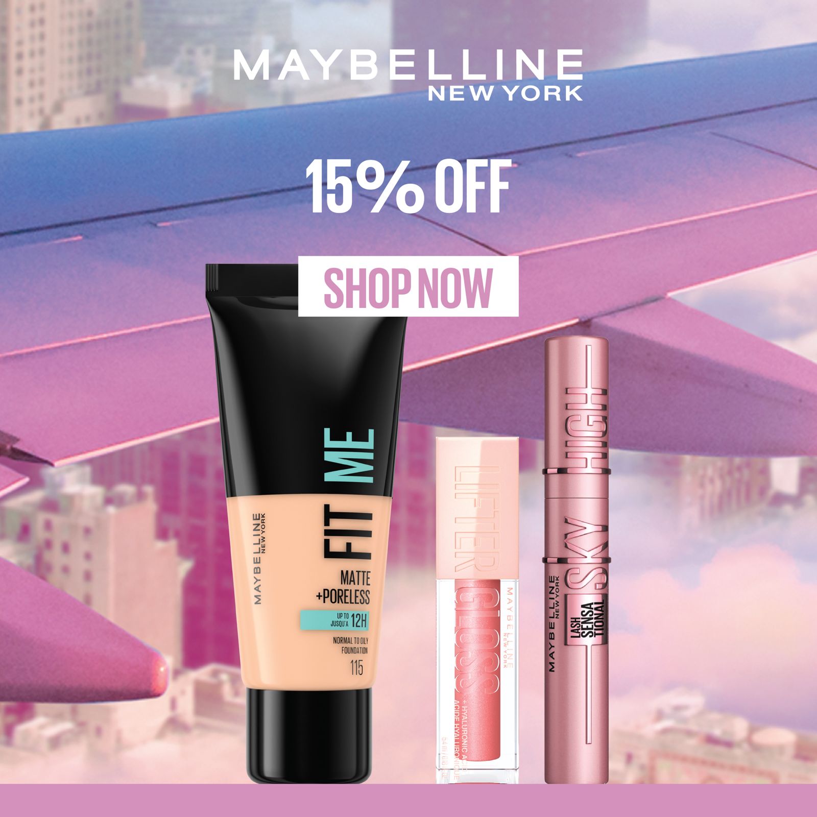 Maybelline Fit Me Matte Foundation + Lifter Gloss + Sky High Mascara Set – 15% OFF-2