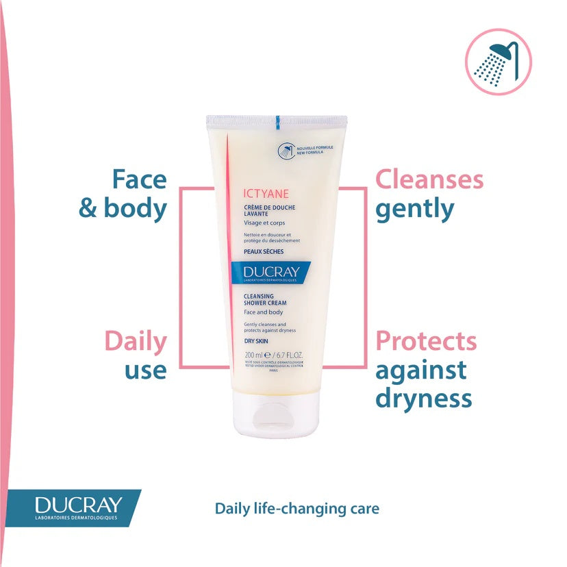 Ducray Ictyane Cleansing Shower Cream for Dry to Very Dry Skin – 200ml-4