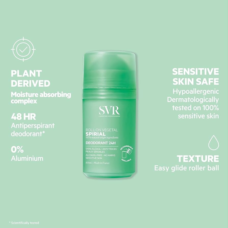 SVR Spirial Roll-On Vegetal 24hr 50ml | 24-Hour Anti-Odorant Roll-On with Plant-Based Ingredients-2