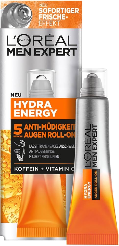 L'Oreal Men Expert Hydra Energetic Eye Contour Roll-On 10ml – Anti-Fatigue for Dark Circles & Puffiness-1