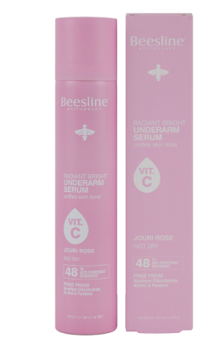 Beesline Radiant Bright Underarm Deodorant Serum with Vitamin C – 48-Hour Antiperspirant & Skin Brightening Spray, 150ml (2)-1