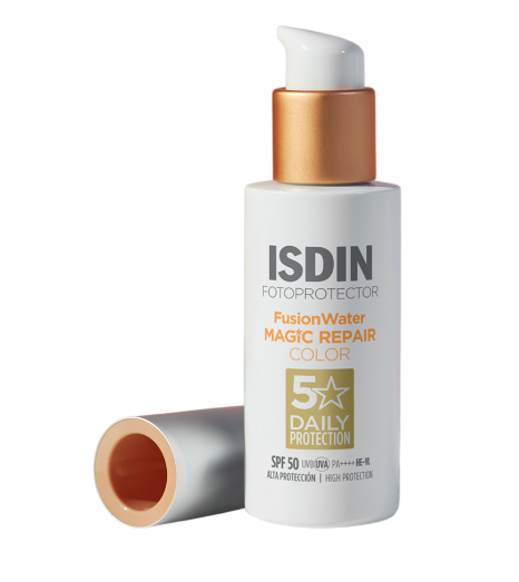 ISDIN Fusion Water MAGIC Repair Color SPF 50 | High Protection Tinted Sunscreen for Skin Repair and UV Defense-2
