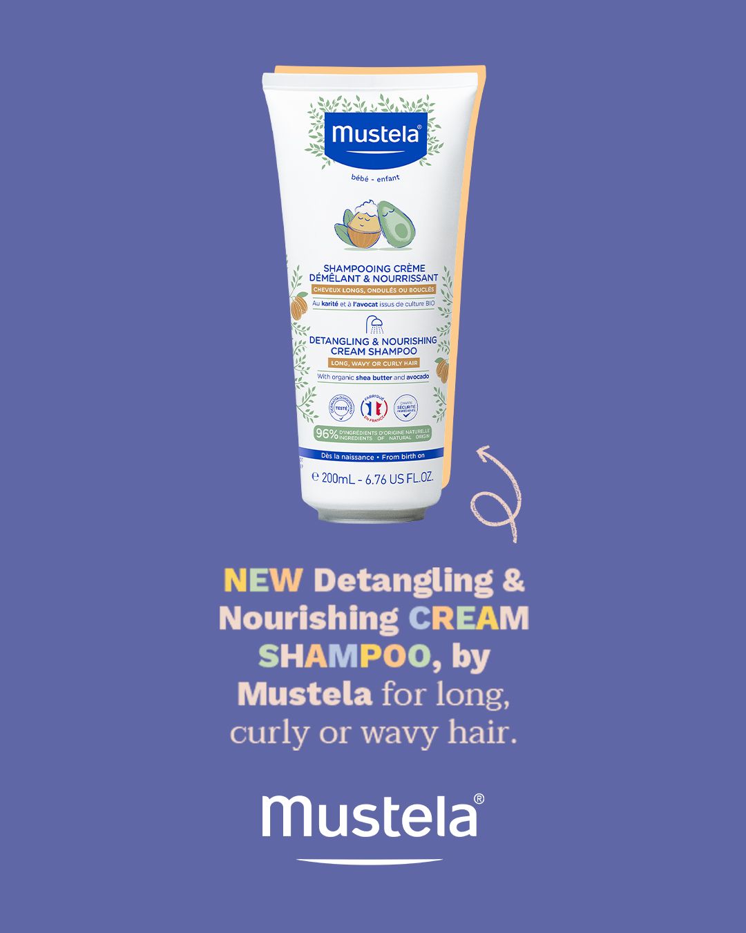 Mustela Detangling & Nourishing Cream Shampoo for Long Curly or Wavy Hair-4