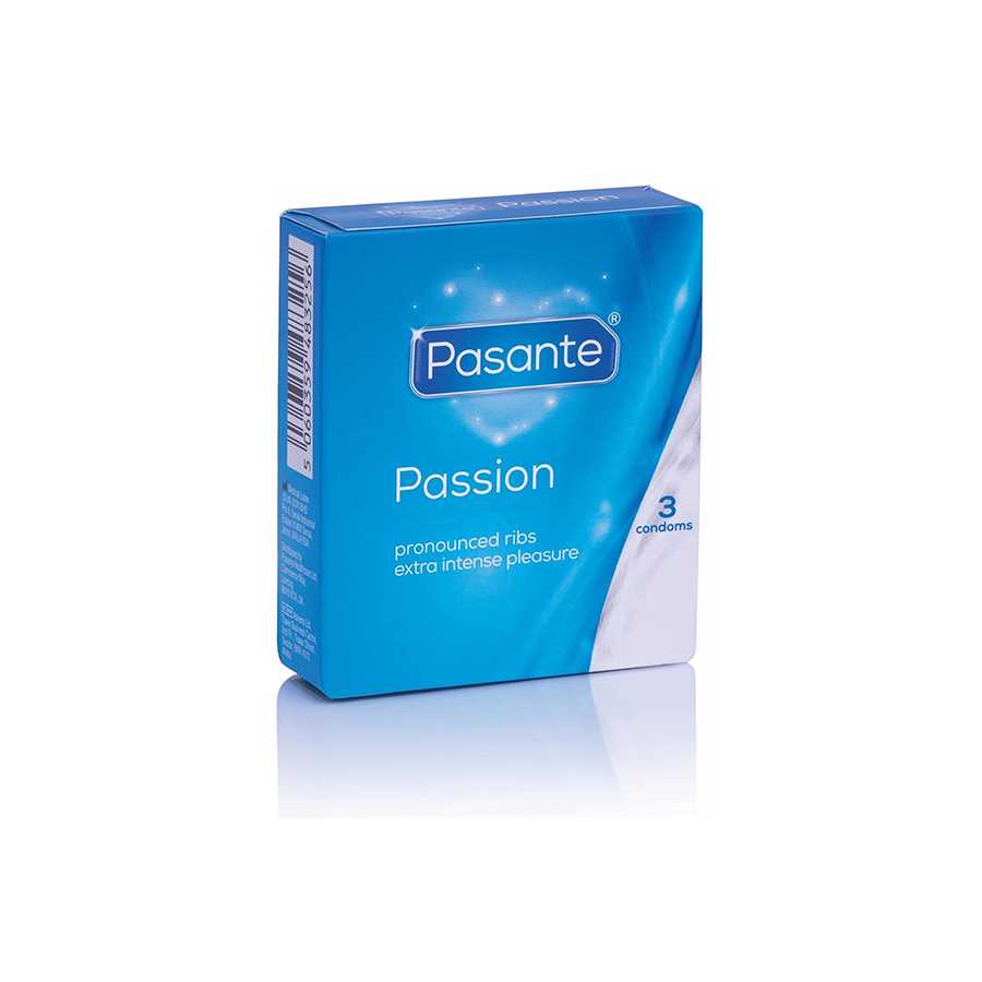 Pasante Passion Condoms with Pronounced Ribs – 3-Pack & 12-Pack for Extra Intense Pleasure-1