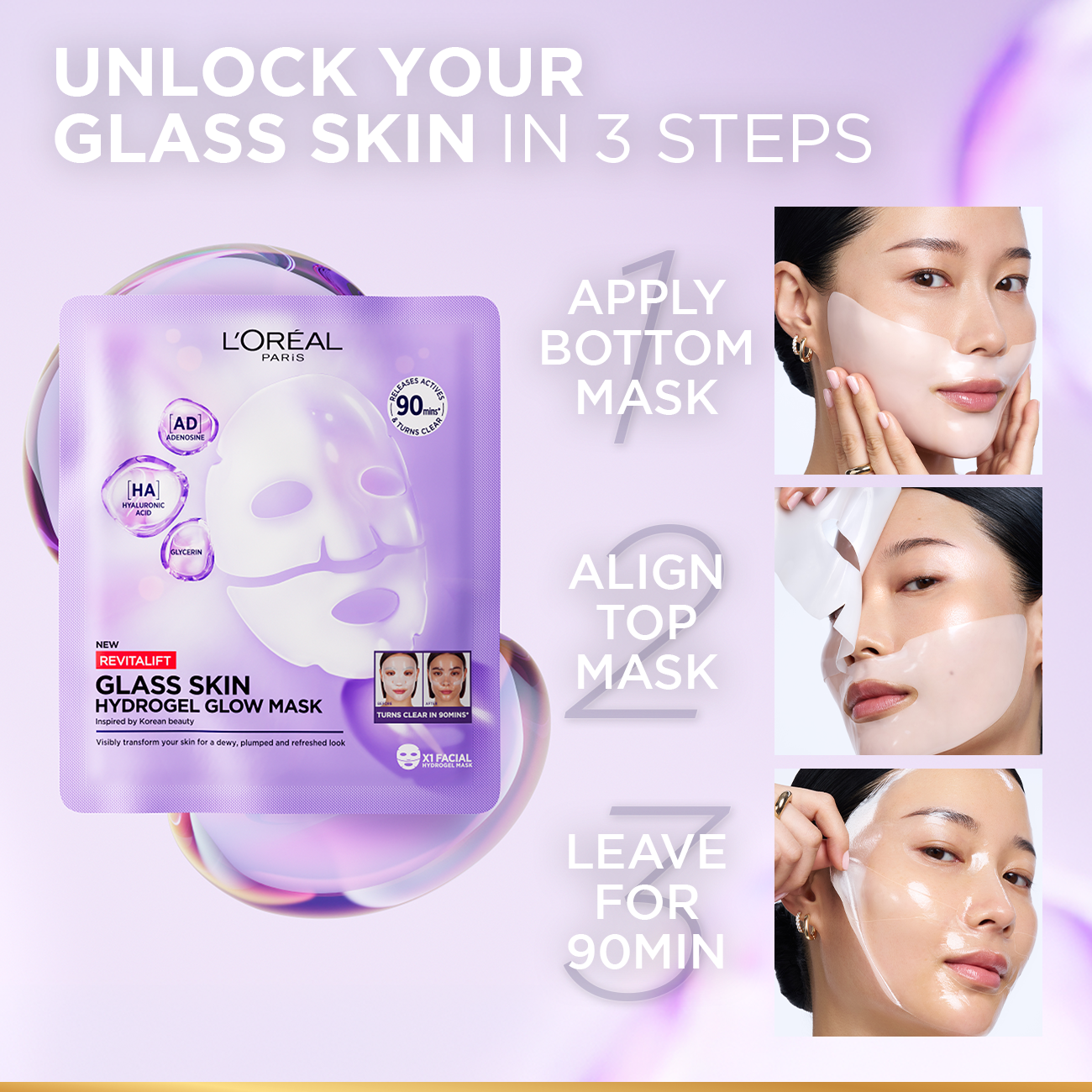 L’Oreal Paris Revitalift Glass Skin Hydrogel Glow Mask 1 Piece