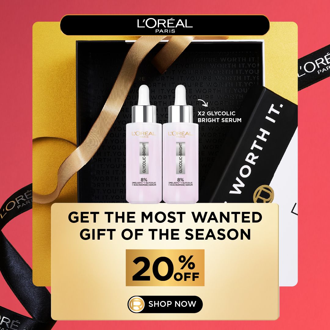 L’Oreal Glycolic-Bright Serum Christmas Box – 8% Glycolic Acid (2-Pack) | 20% OFF-2