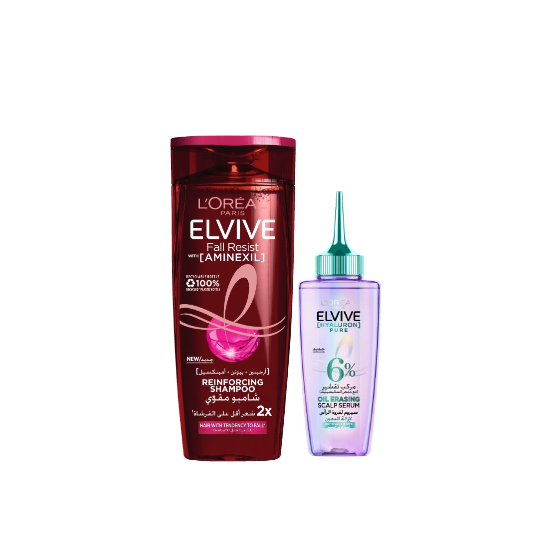 L'Oreal Paris Elvive Fall Resist Shampoo & Oil Erasing Scalp Serum Bundle 15% OFF-1