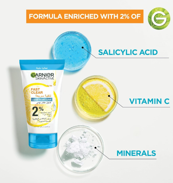Garnier Fast Clear 3-in-1 Face Wash with Salicylic Acid and Vitamin C 150ml-2