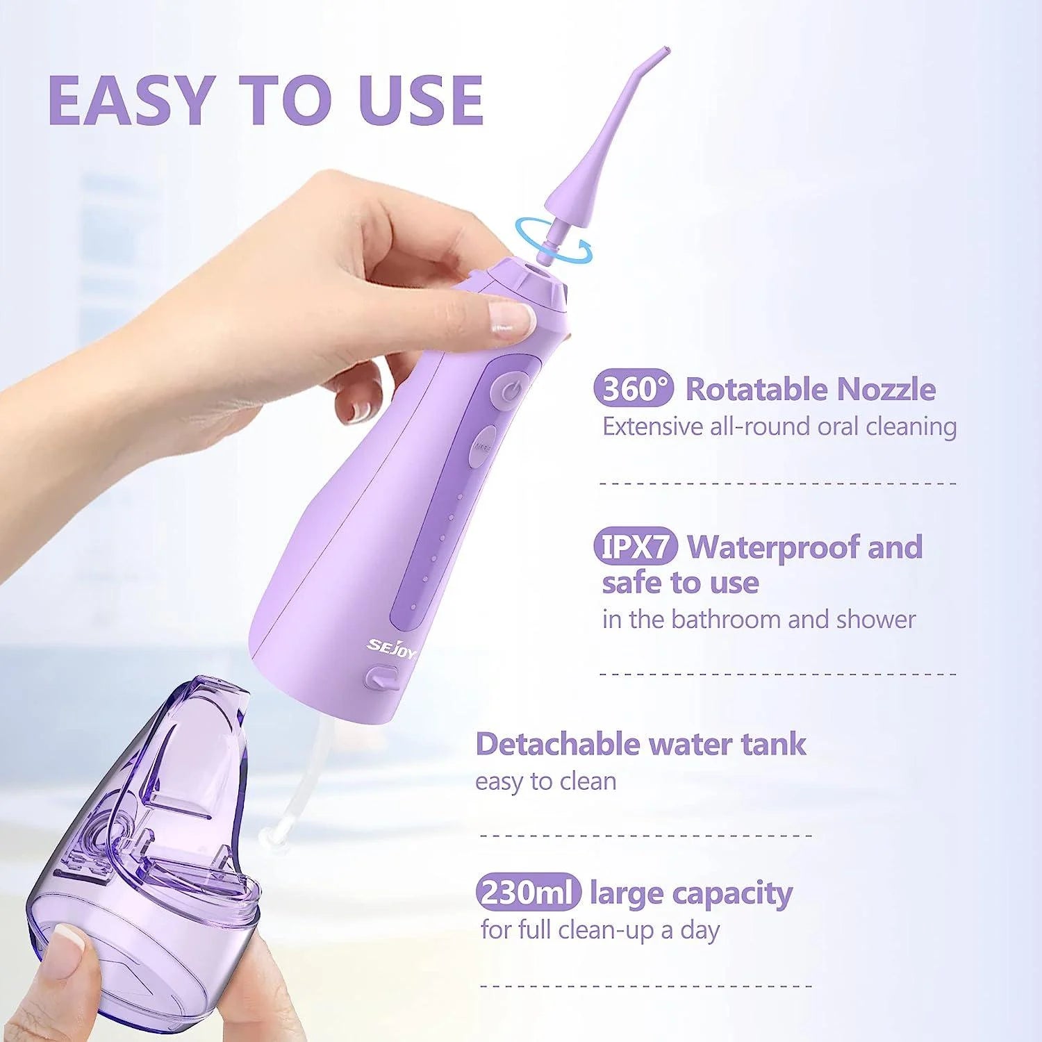 Sejoy Cordless Water Flosser Rechargeable Portable Oral Irrigator