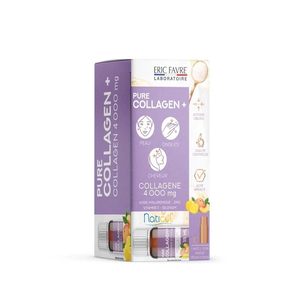 Eric Favre Pure Collagen+ 4000mg with Hyaluronic Acid Zinc Vitamin E & Selenium – 15ml Shots-1