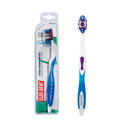 Cleo-Dent Extra Rubber Wings Toothbrush Maxi Clean Hard – Deep Cleaning with Grip Enhancers-1