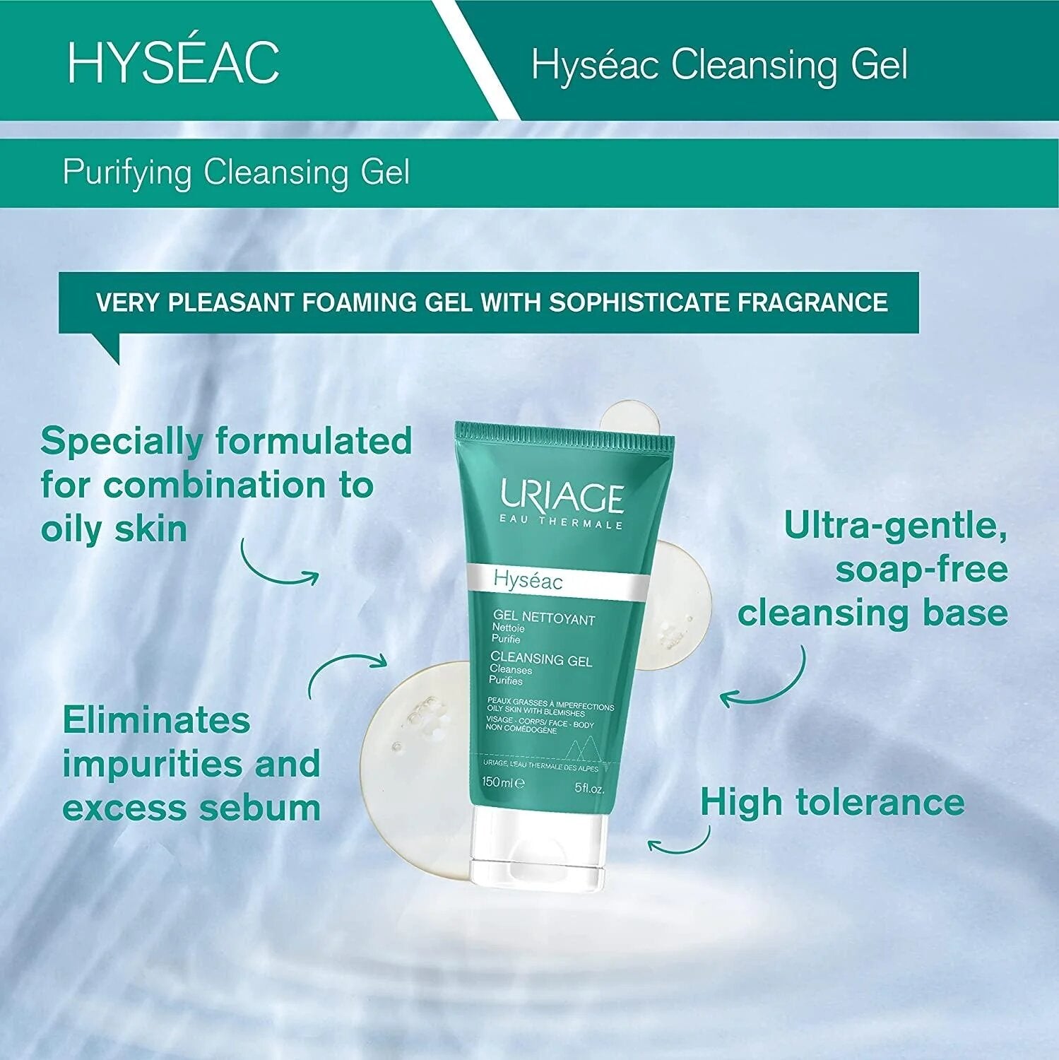 Uriage Hyséac Cleansing Gel 200ML - Gentle Gel Cleanser for Oily and Acne-Prone Skin-2