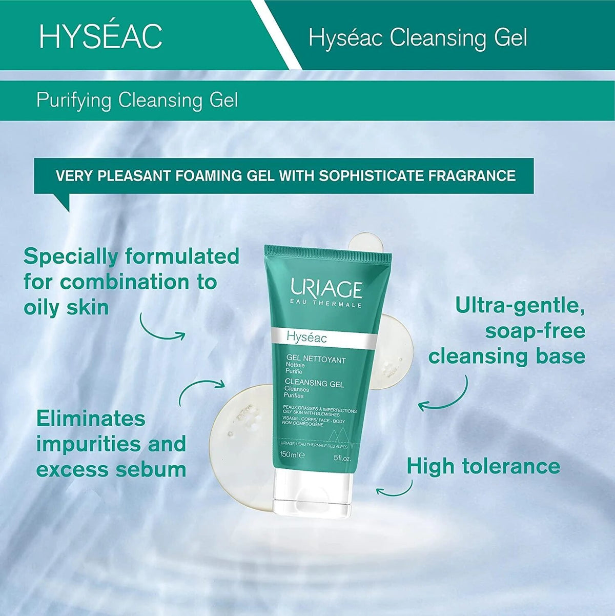 Uriage Hyséac Cleansing Gel 200ML - Gentle Gel Cleanser for Oily and Acne-Prone Skin-2