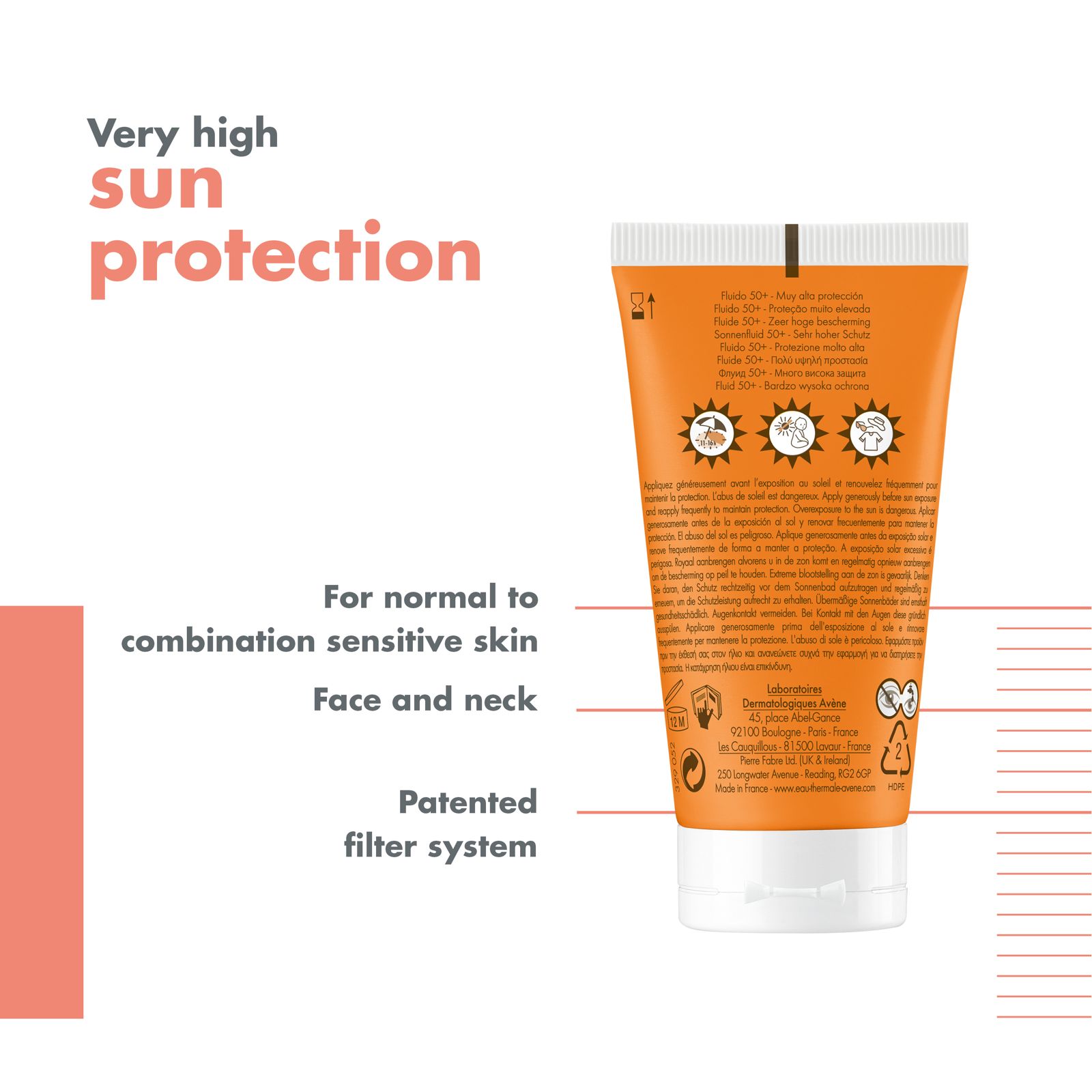 Avene Very High Sun Protection SPF 50  Fluid for Combination to Oily Skin 50ML - Matte Finish UV Defense Buy 1 Get 1 Free-2