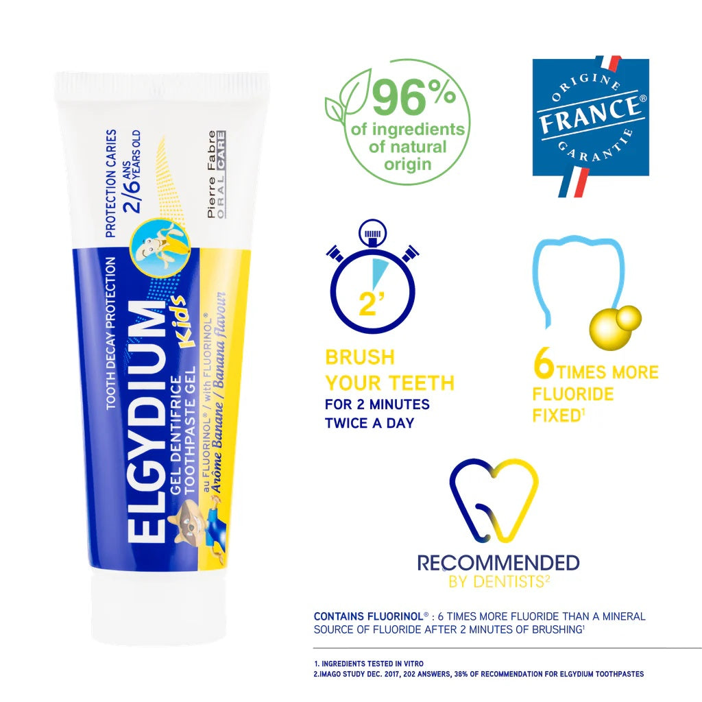 Elgydium Kids Banana Toothpaste Ages 2 to 6 - Gentle Protection for Growing Smiles (50ml)-4