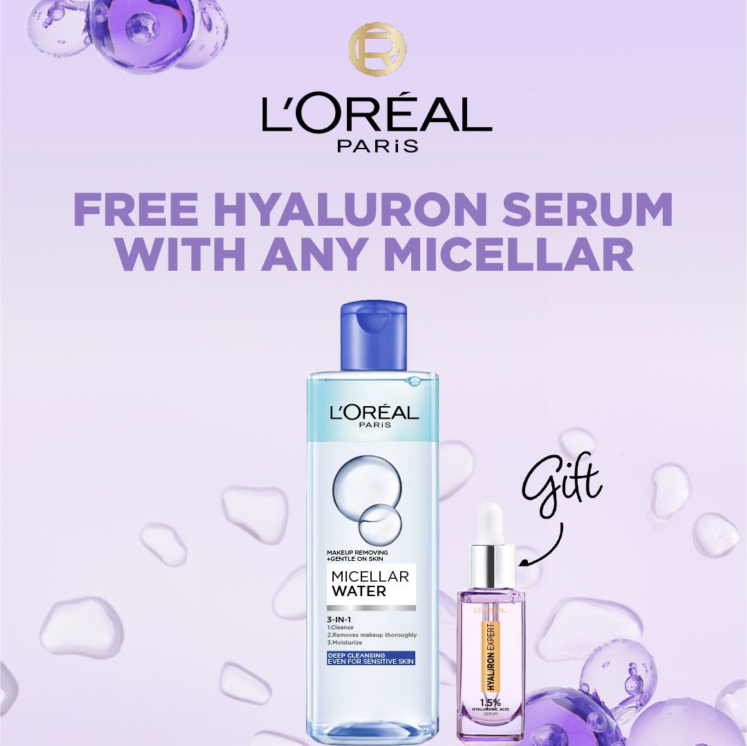 L’Oreal Paris 3-in-1 Deep Cleansing Micellar Water 400ml + Free L'Oreal Hyaluron Expert Serum 15ml Gift | Makeup Remover & Hydration-2