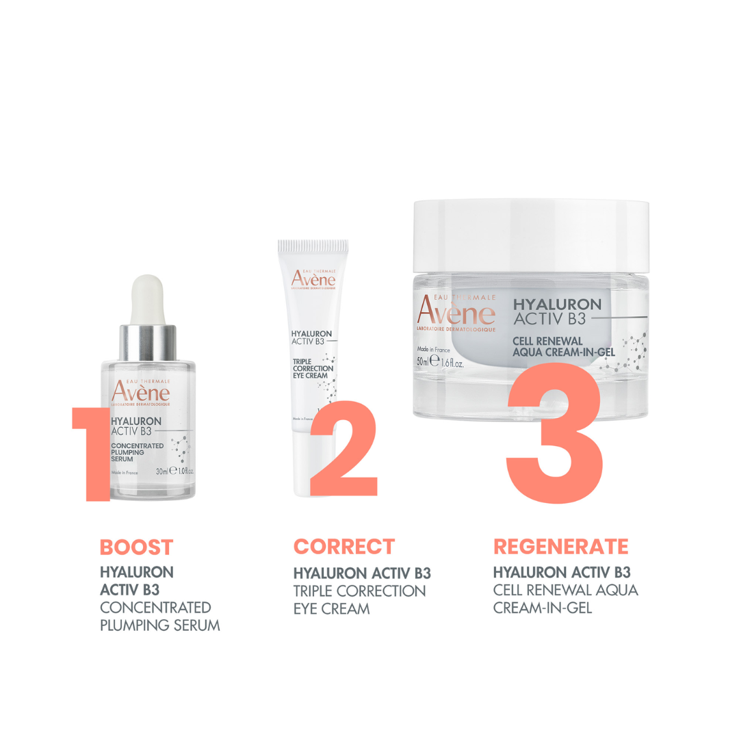 Avene Hyaluron Activ B3 Aqua Cream-in-Gel 50ml + Avene Hyaluron Activ B3 Plumping Serum 10ml Get Free – Skin Renewal & Plumping Set
